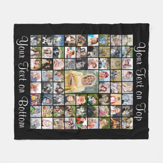 Aangepaste 67 foto's Collage aangepaste kleur en t Fleece Deken (Voorkant (Horizontaal))
