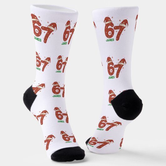 Aangepaste 67 sok, Grappig kerstcadeau op maat 67 Sokken (Gebogen)