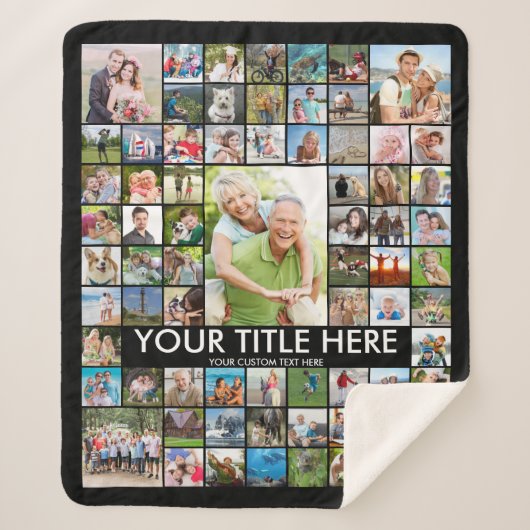 Aangepaste 69 foto-Collage Aangepaste kleur Sherpa Deken (Voorkant)