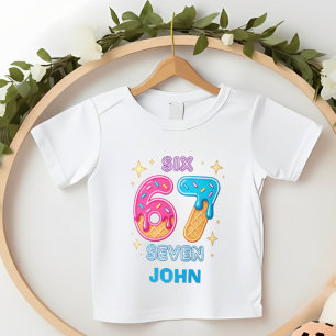 Aangepaste 6 7 Kinderen Verjaardag Zoete Donut Ijs T-shirt