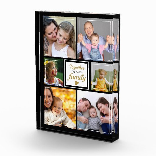 Aangepaste 6 Afbeelding Collage Familie Quote Zwar Fotoblokken (Rechts)