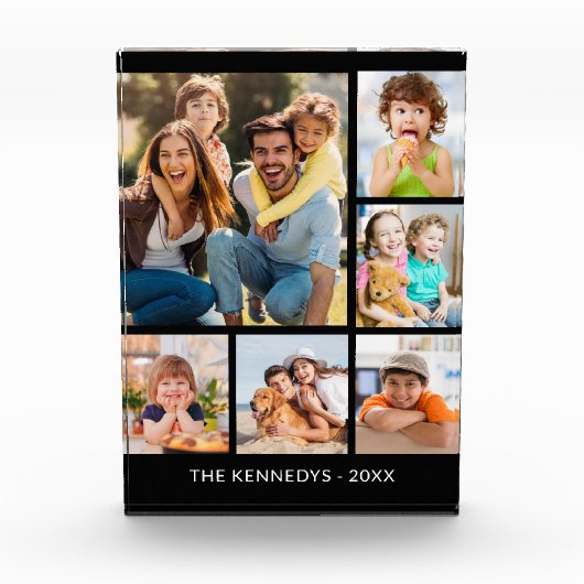 Aangepaste 6 Afbeelding Collage Familienaam Minima Fotoblokken (Voorkant)