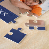 Aangepaste 6 foto collage familienaam minimalistis legpuzzel (Zijkant)