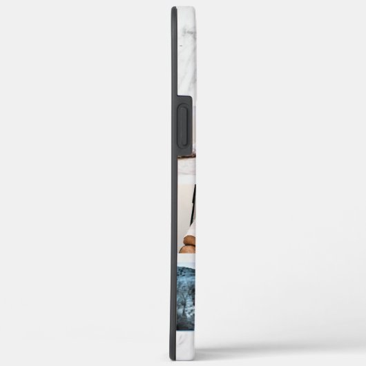 Aangepaste 6 foto collage monogram naam wit marmer Case-Mate iPhone case (Achterkant / Rechts)
