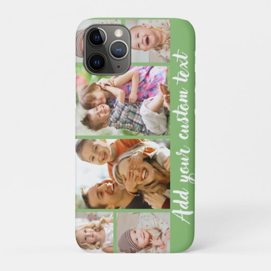 Aangepaste 6 foto collage script tekst lichtgroen Case-Mate iPhone case (Achterkant)