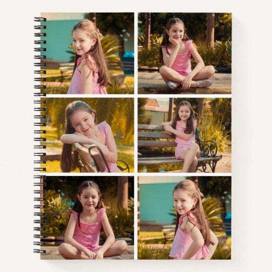 Aangepaste 6 Foto Collage Spiraal Notebook Notitieboek (Voorkant)