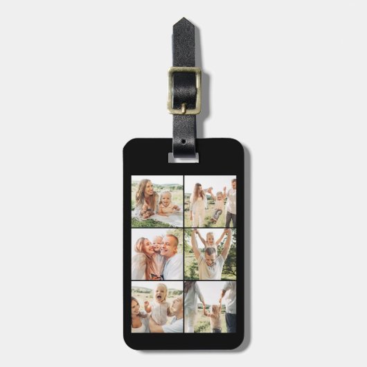 Aangepaste 6 foto Instagram gepersonaliseerd Bagagelabel (Voorkant verticaal)