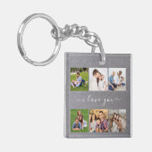 Aangepaste 6 Foto met aangepaste tekst Sleutelhanger (Voorkant Links)