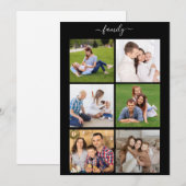 Aangepaste 6 fotocollage-familie, aangepaste tekst feestdagenkaart (Voorkant / Achterkant)