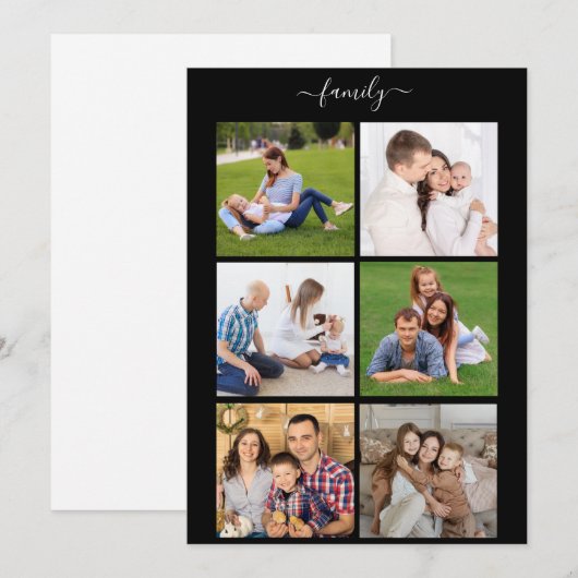 Aangepaste 6 fotocollage-familie, aangepaste tekst feestdagenkaart (Voorkant / Achterkant)