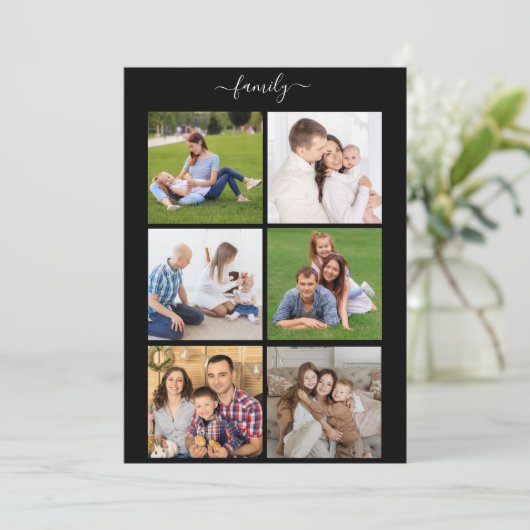 Aangepaste 6 fotocollage-familie, aangepaste tekst feestdagenkaart (Staand voorkant)