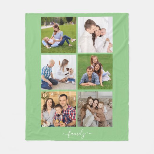 Aangepaste 6 fotocollage-familie, aangepaste tekst fleece deken (Voorkant)