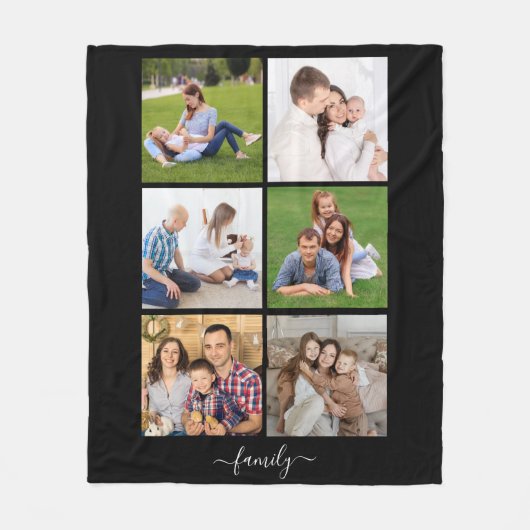 Aangepaste 6 fotocollage-familie, aangepaste tekst fleece deken (Voorkant)
