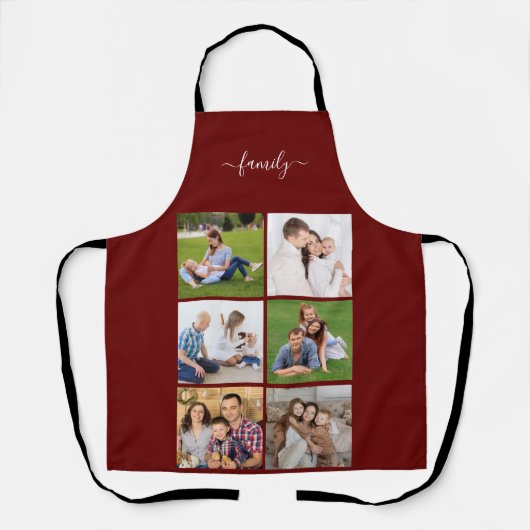 Aangepaste 6 fotocollage-familie, aangepaste tekst schort (Voorkant)
