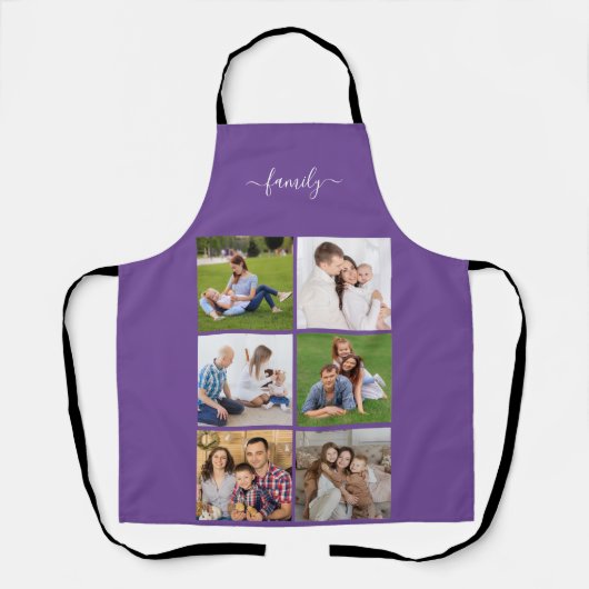 Aangepaste 6 fotocollage-familie, aangepaste tekst schort (Voorkant)