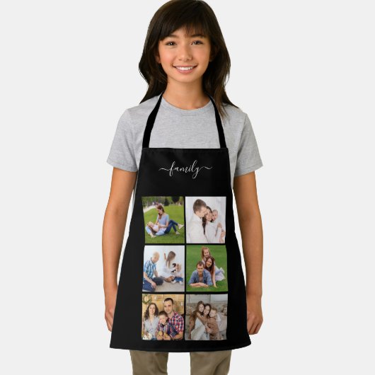 Aangepaste 6 fotocollage-familie, aangepaste tekst schort (Insitu)