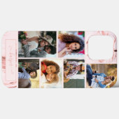 Aangepaste 6 fotocollage op roze marmer Case-Mate iPhone case (Achterkant (horizontaal))