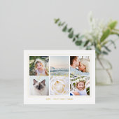 Aangepaste 6 foto's Collage Calligrafie Folie Feestdagen Briefkaart (Staand Voorkant)
