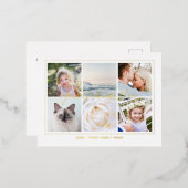 Aangepaste 6 foto's Collage Calligrafie Folie Feestdagen Briefkaart (Voorkant / Achterkant)
