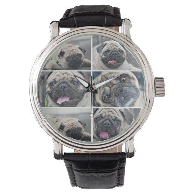 Aangepaste 6 foto's collage horloge (Voorkant)