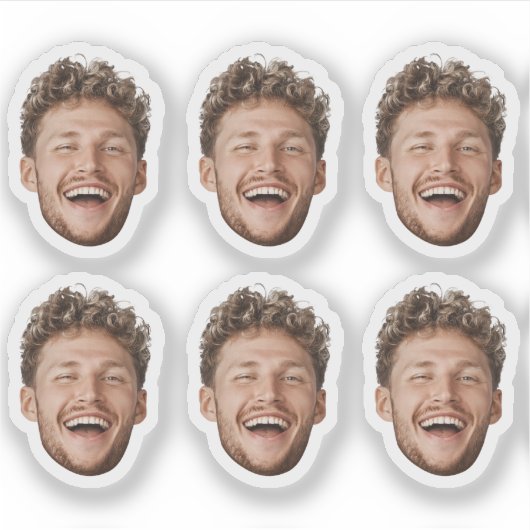 Aangepaste 6 gezicht Sticker – Grappige gepersonal (Voorkant)