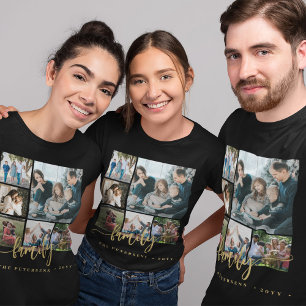 Aangepaste 6 gezinsfoto collage tekst sjabloon t-shirt