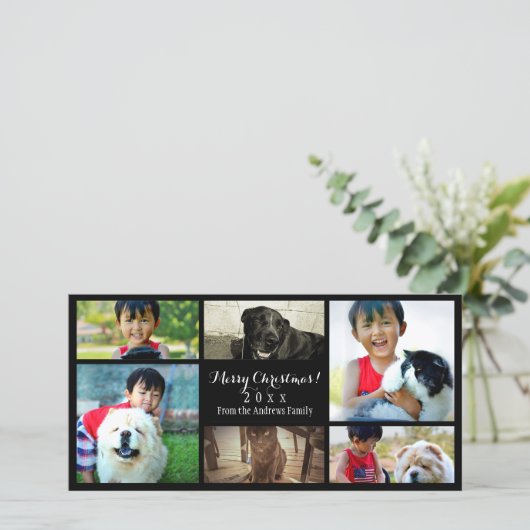 Aangepaste 6 Photo Collage Kerstmis Feestdagenkaart (Staand voorkant)
