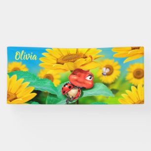 Aangepaste 6 'x 2.5' slaperige Ladybug vinyl Banne Spandoek