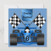 AANGEPASTE 6e BIRTHDAY Race Car Invitation Kaart (Voorkant)