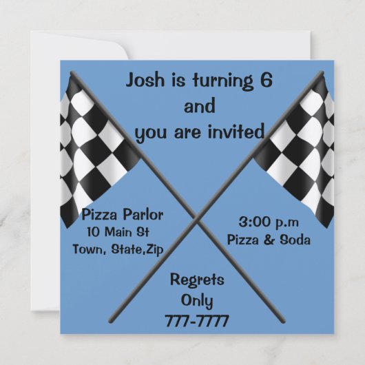 AANGEPASTE 6e BIRTHDAY Race Car Invitation Kaart (Achterkant)