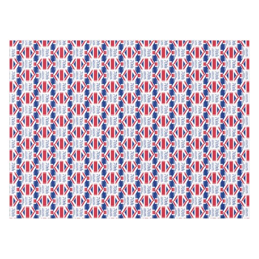 Aangepaste 70e Platinum Jubilee Union Jack Tafelkleed (Voorkant (Horizontaal))