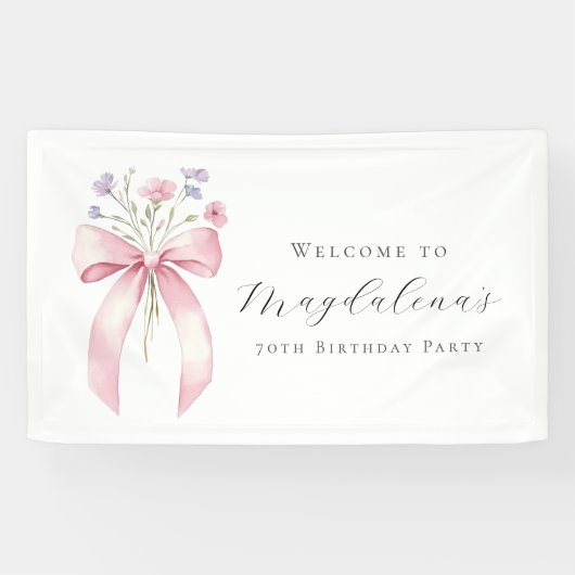 Aangepaste 70e verjaardag Banner Bow Wildflower (Horizontaal)