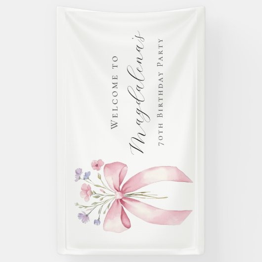 Aangepaste 70e verjaardag Banner Bow Wildflower (Verticaal)
