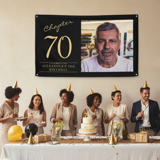 Aangepaste 70e verjaardag banner met foto en naam