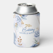 Aangepaste 70e verjaardag blauw goud blikjeskoeler (Blikje Achterkant)