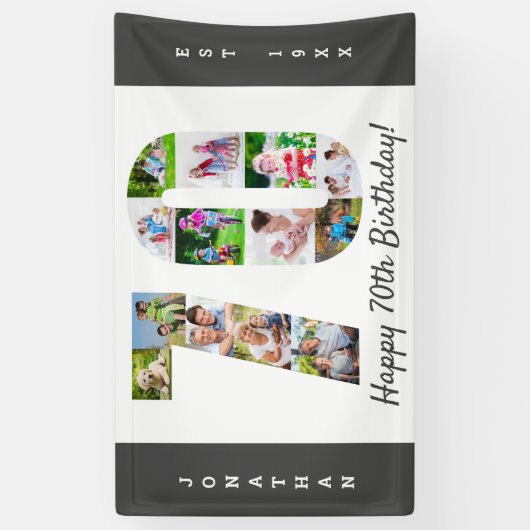 Aangepaste 70e verjaardag Foto-collage op feestdag Spandoek (Verticaal)