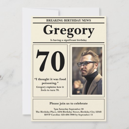 Aangepaste 70e verjaardag Grappige offerte Retro K Kaart (Voorkant)