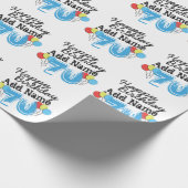 Aangepaste 70e verjaardag Naam toevoegen Blauw Cadeaupapier (Hoek)