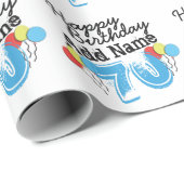 Aangepaste 70e verjaardag Naam toevoegen Blauw Cadeaupapier (Rol Hoek)