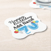 Aangepaste 70e verjaardag Naam toevoegen Blauw Kartonnen Onderzetters (Gekanteld)
