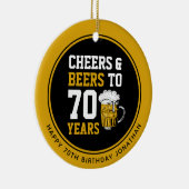 Aangepaste 70e verjaardag Proost & Biertjes tot 70 Keramisch Ornament (Rechts)