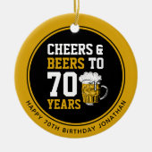 Aangepaste 70e verjaardag Proost & Biertjes tot 70 Keramisch Ornament (Voorkant)