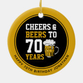 Aangepaste 70e verjaardag Proost & Biertjes tot 70 Keramisch Ornament (Achterkant)
