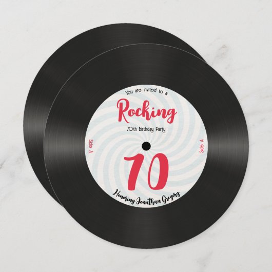 Aangepaste 70e verjaardag Retro Music Record Rocki Kaart (Voorkant / Achterkant)