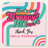 Aangepaste 70'er jaren Retro Disco Verjaardag Boog Kartonnen Onderzetters (Voorkant)