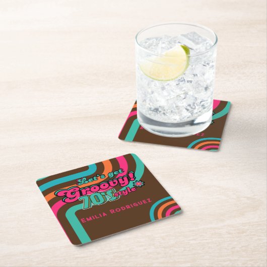 Aangepaste 70's Retro Disco Verjaardag Boogie Groo Kartonnen Onderzetters (Insitu)