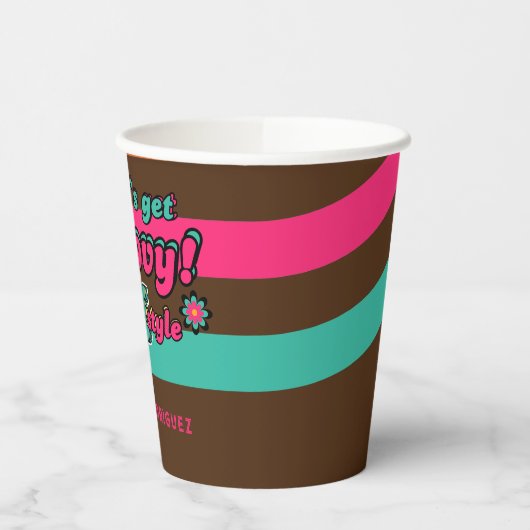 Aangepaste 70's Retro Disco Verjaardag Boogie Groo Papieren Bekers (Links)