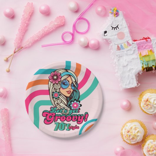 Aangepaste 70's Retro Disco Verjaardag Boogie Groo Papieren Bordje (Feest)