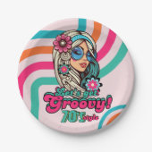 Aangepaste 70's Retro Disco Verjaardag Boogie Groo Papieren Bordje (Voorkant)