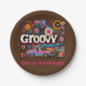 Aangepaste 70's Retro Disco Verjaardag Boogie Groo Papieren Bordje (Voorkant)
